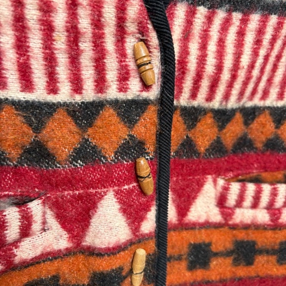 At Last Vintage Aztec Boho Bohemian Southwestern Tribal Wool Vest Unisex S - Picture 13 of 13
